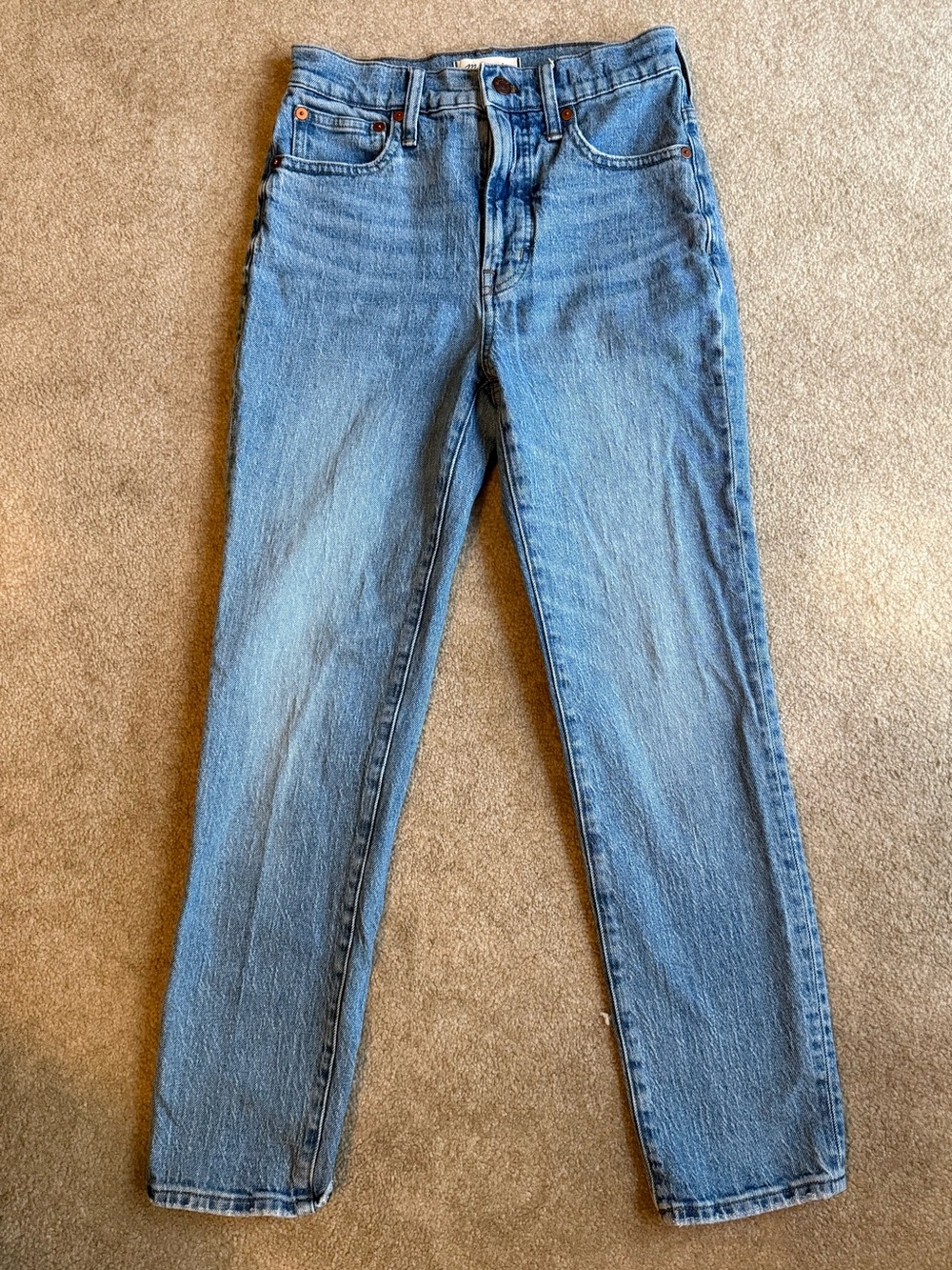 Madewell High-Rise Straight Jeans in Light Blue Denim